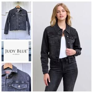 Judy Blue Black Denim Cropped Jacket JB744 Size Small‎
